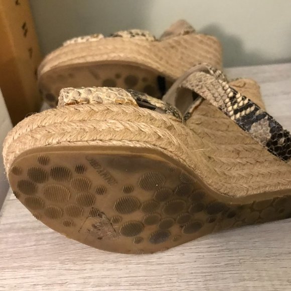 JIMMY CHOO NATURAL PYTHON SNAKE SKIN PLATFORM SANDALS SIZE 5 - Picture 6 of 8